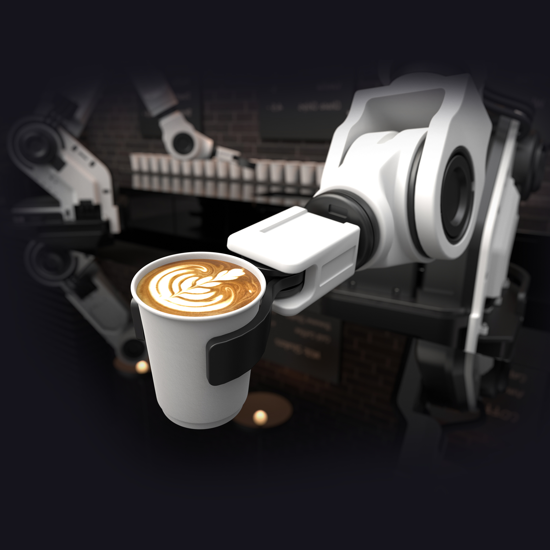 Robotic arm handling a cup