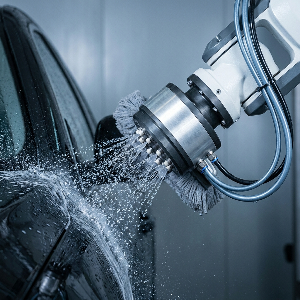 Concept render of the robotic arm wash head